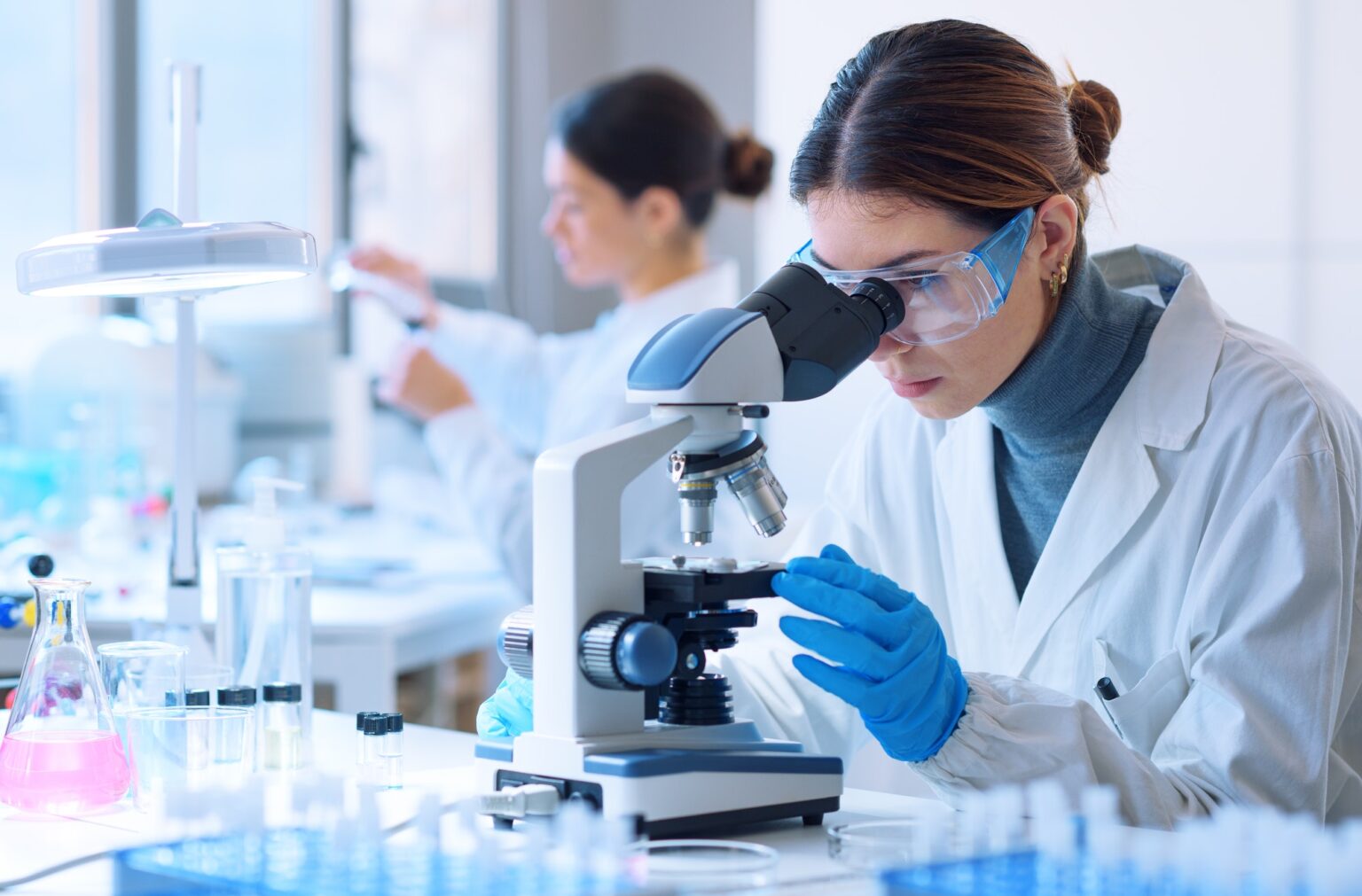 Researchers working in the clinical laboratory